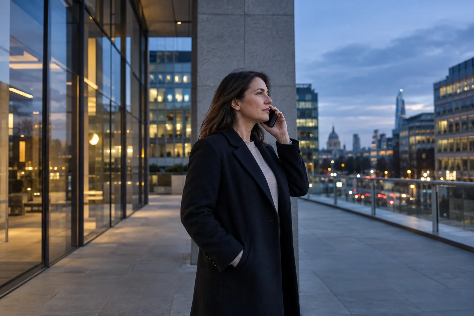A colleague making a phone call outside the workplace