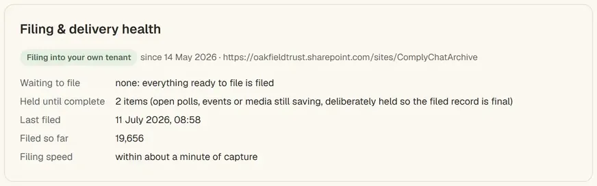 Archive connection and filing status in the client portal